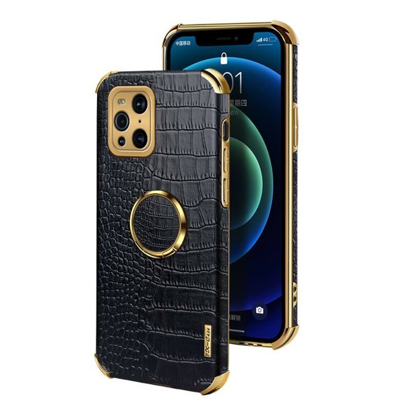 Coque Oppo Find X3 / X3 Pro X-CASE Effet Peau Crocodile