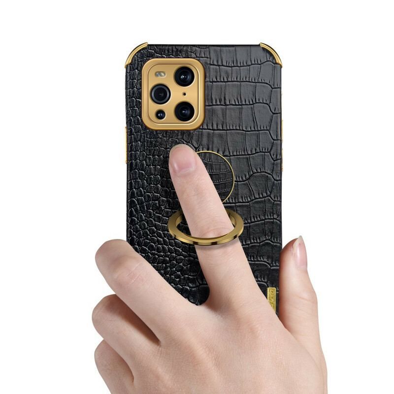 Coque Oppo Find X3 / X3 Pro X-CASE Effet Peau Crocodile