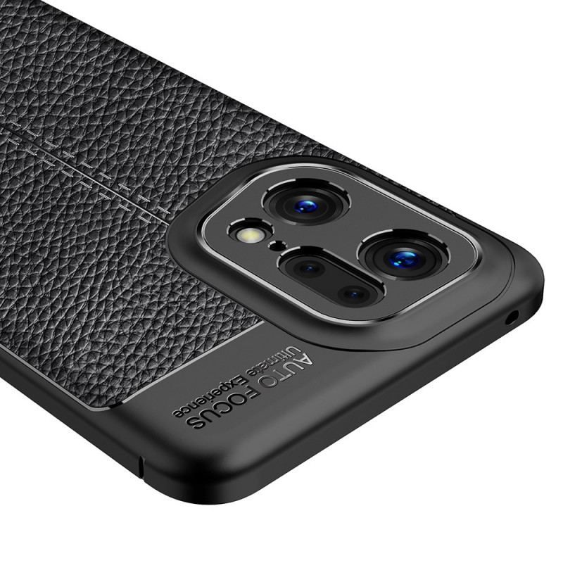 Coque Oppo Find X5 Pro Effet Cuir Litchi Double Line