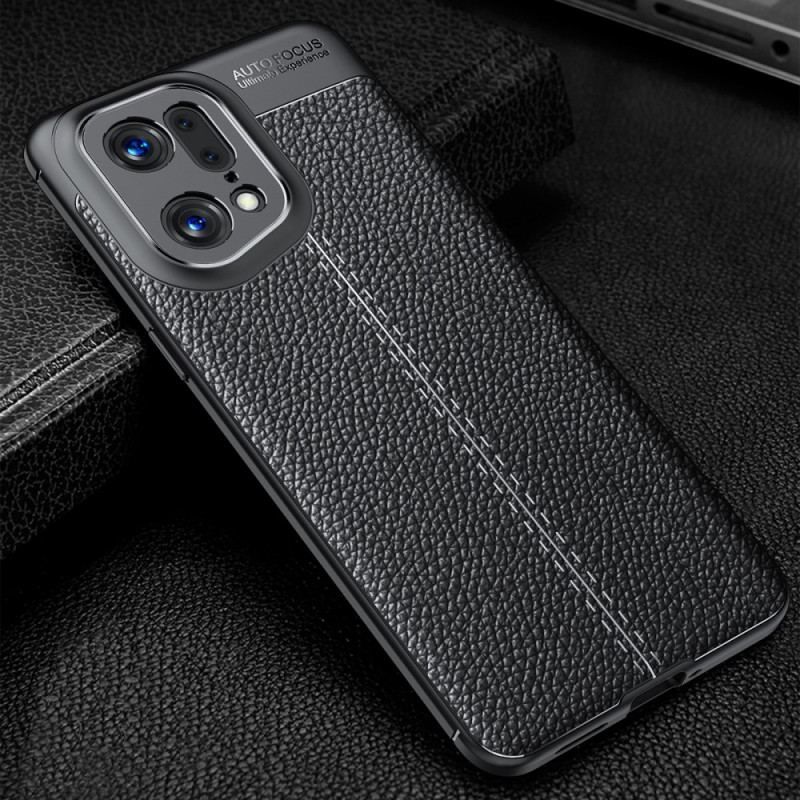 Coque Oppo Find X5 Pro Effet Cuir Litchi Double Line