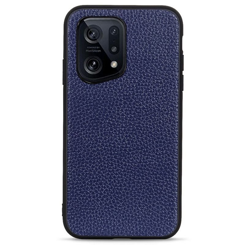 Coque Oppo Find X5 Véritable Cuir Litchi