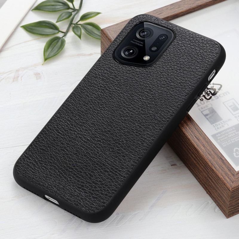 Coque Oppo Find X5 Véritable Cuir Litchi