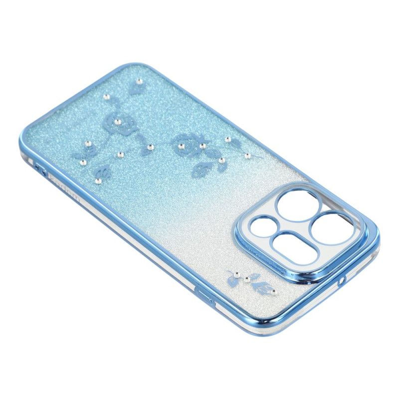 Coque Oppo Find X9 5G Fleurs et Strass à Lanières KADEM