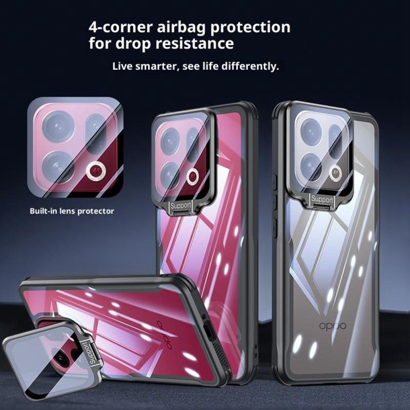 Coque Oppo Find X9 5G Transparente avec Support Intégré et Protection Caméra