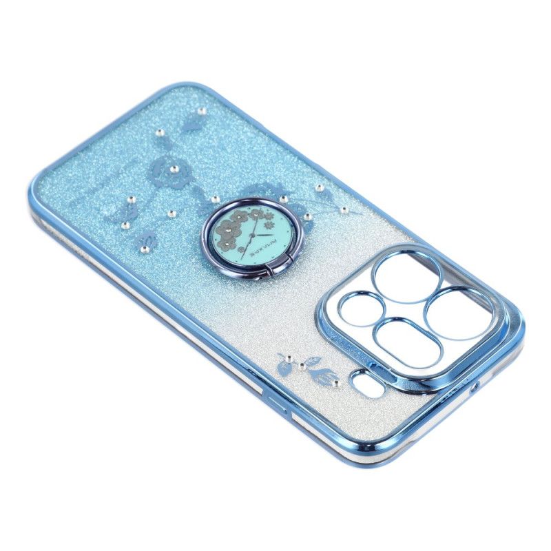 Coque Oppo Find X9 Pro 5G Anneau-Support Fleurs et Strass KADEM