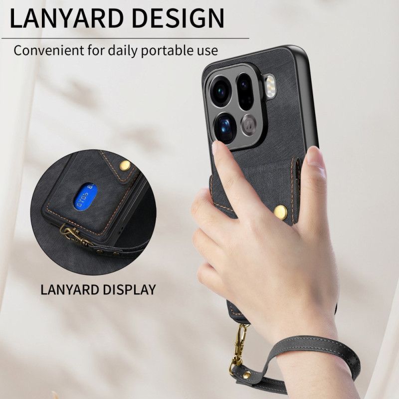 Coque Oppo Find X9 Pro 5G Porte-Cartes et Lanière