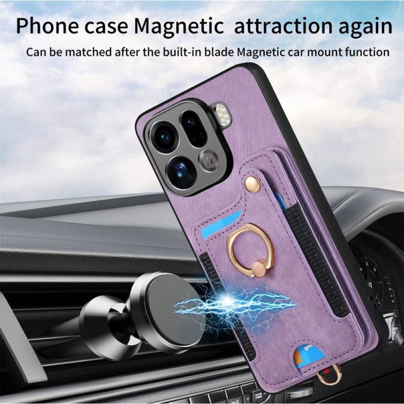 Coque Oppo Find X9 Pro 5G Porte-Cartes RFID Design Rétro