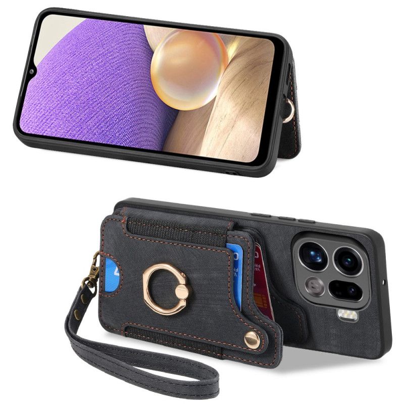 Coque Oppo Find X9 Pro 5G Porte-Cartes RFID Design Rétro