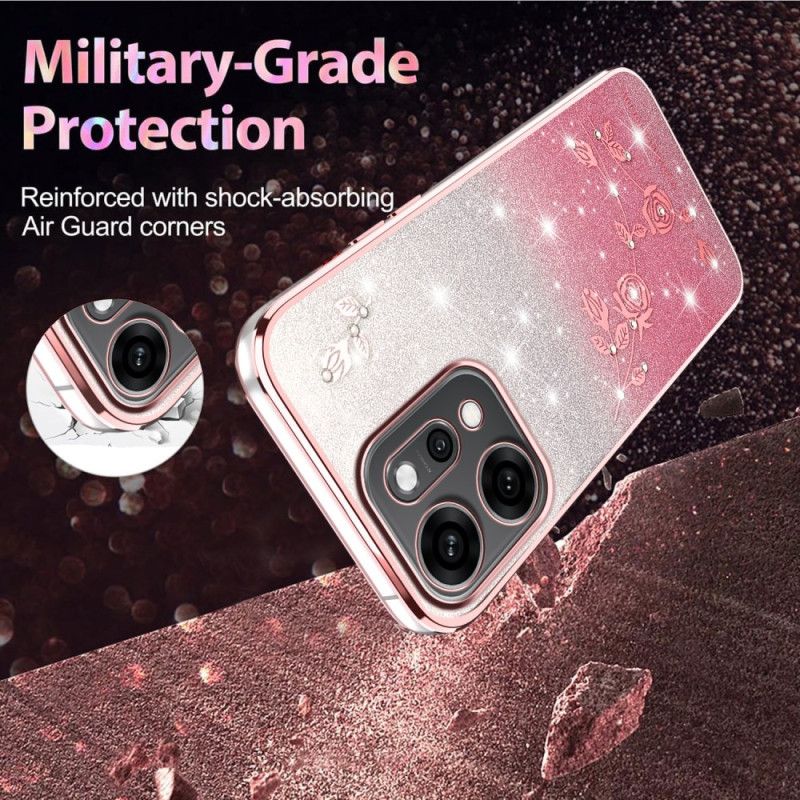 Coque Oppo Reno 14 5G Fleurs et Strass