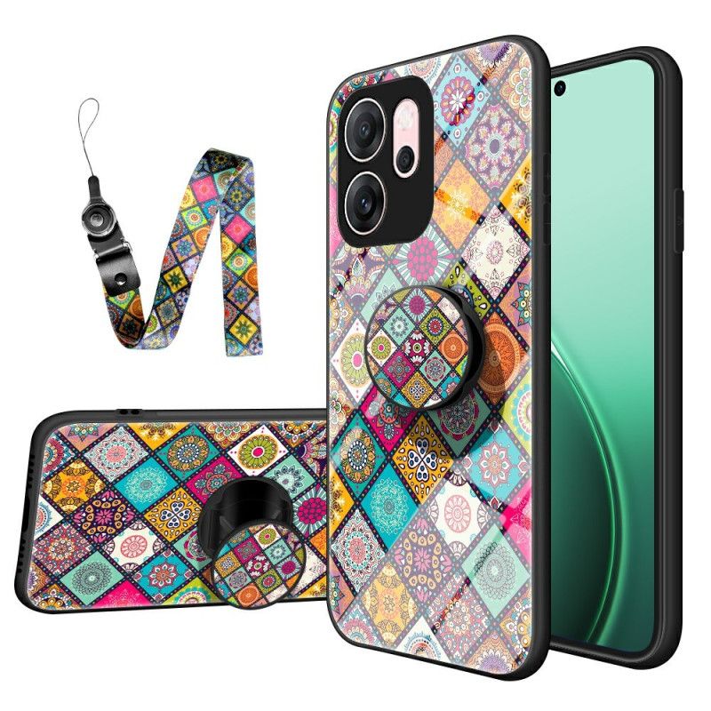 Coque Oppo Reno 14 F 5G Support et Lanière Patchwork