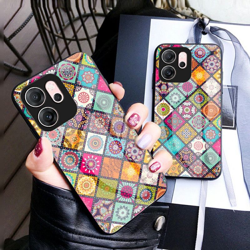 Coque Oppo Reno 14 F 5G Support et Lanière Patchwork