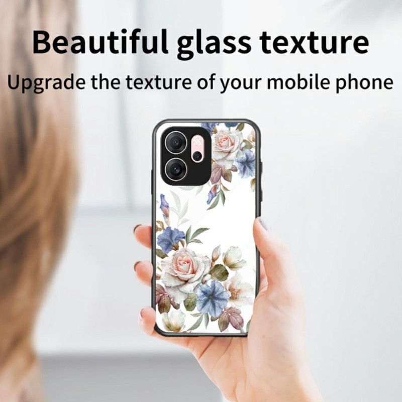Coque Oppo Reno 14 F 5G Verre Trempé Motif Floral