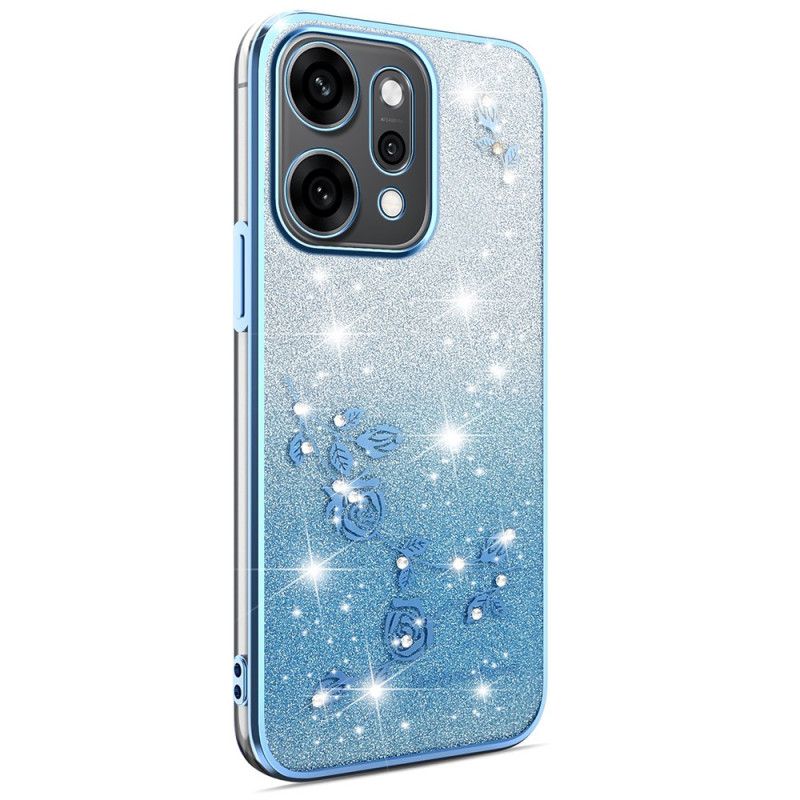 Coque Oppo Reno 14 Pro 5G Fleurs et Strass