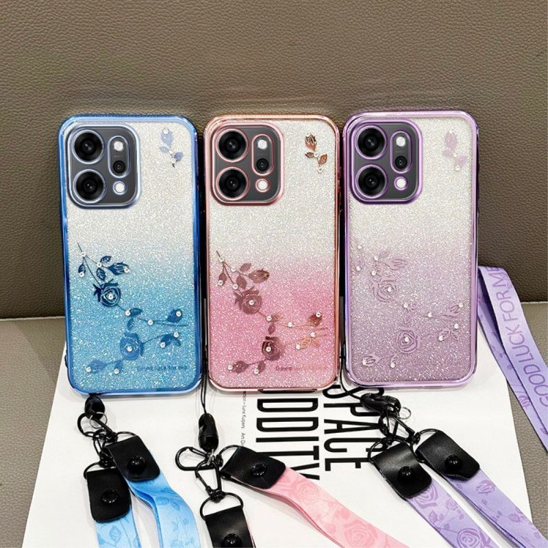 Coque Oppo Reno 14 Pro 5G Fleurs Strass