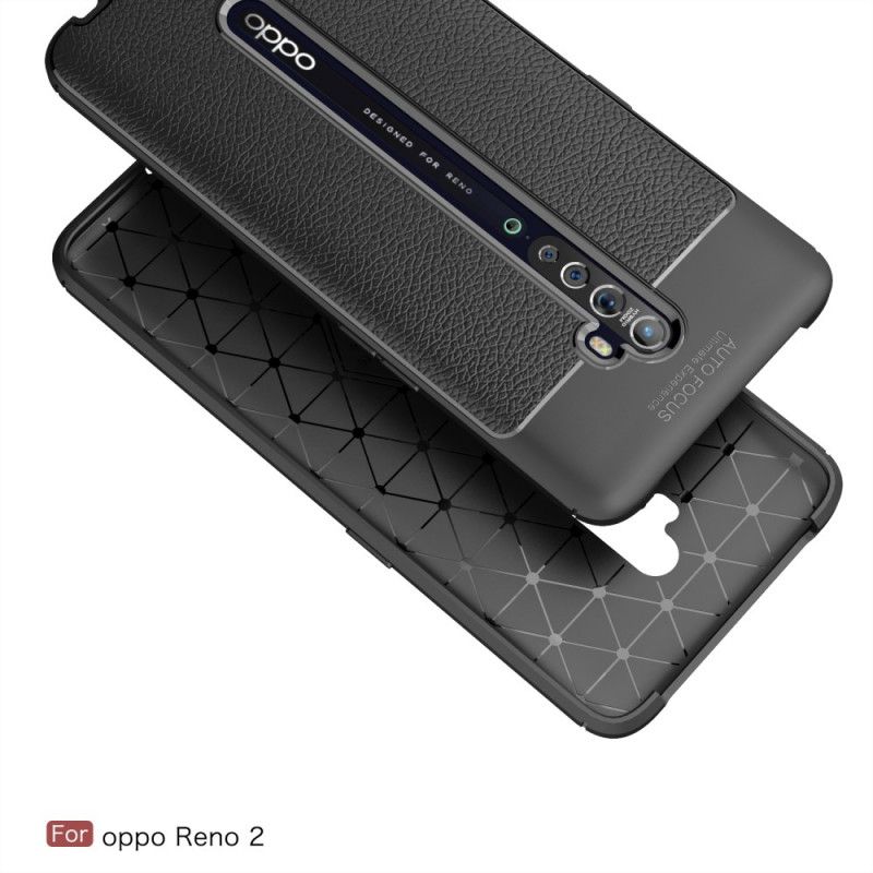 Coque Oppo Reno 2 Effet Cuir Litchi Double Line