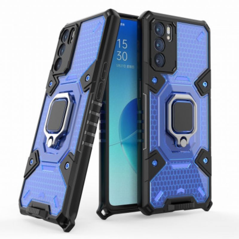 Coque Oppo Reno 6 5G Nid D'abeille Avec Anneau