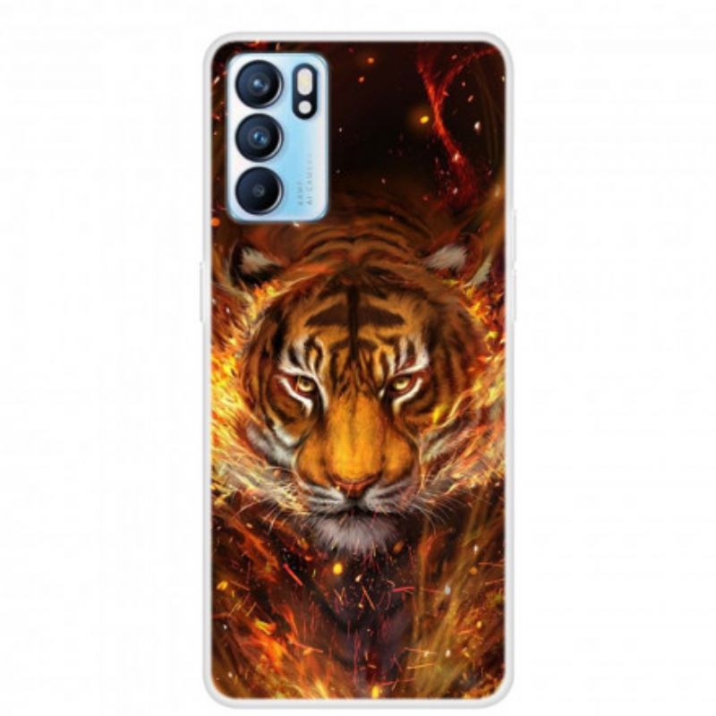 Coque Oppo Reno 6 Pro 5G Flexible Tigre