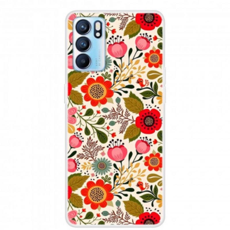 Coque Oppo Reno 6 Pro 5G Tapisserie Fleurie