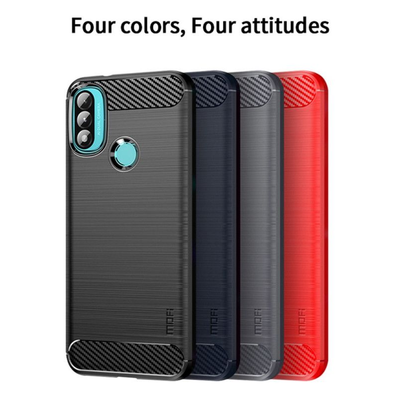 Coque Pour Moto E20 / E30 / E40 Fibre Carbone Brossée Mofi