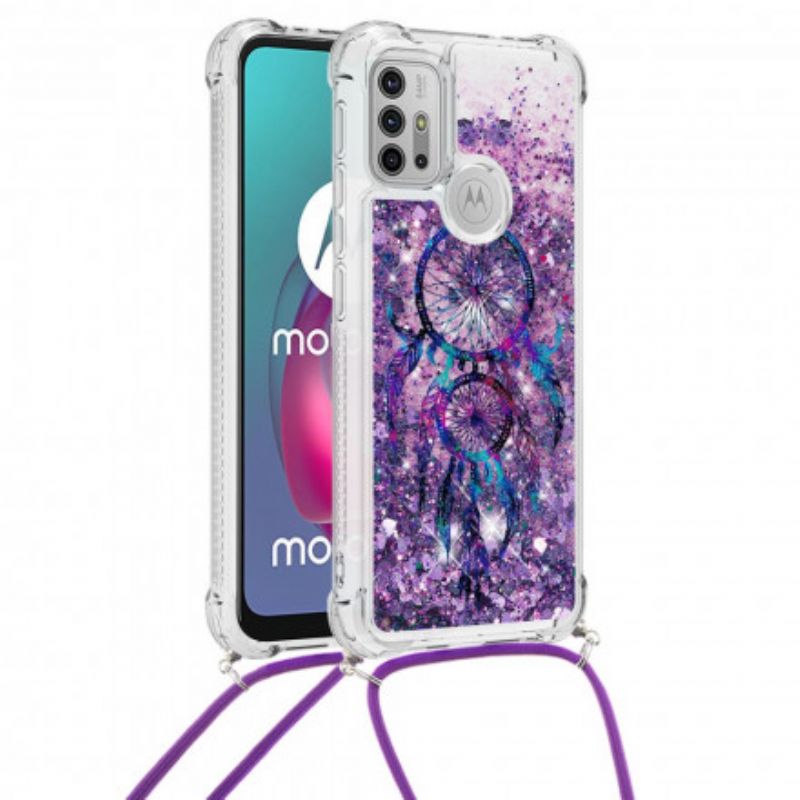 Coque Pour Moto G30 / G10 À Cordon Paillettes Attrape Rêves