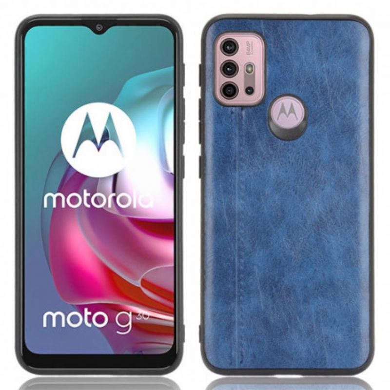 Coque Pour Moto G30 / G10 Effet Cuir Couture