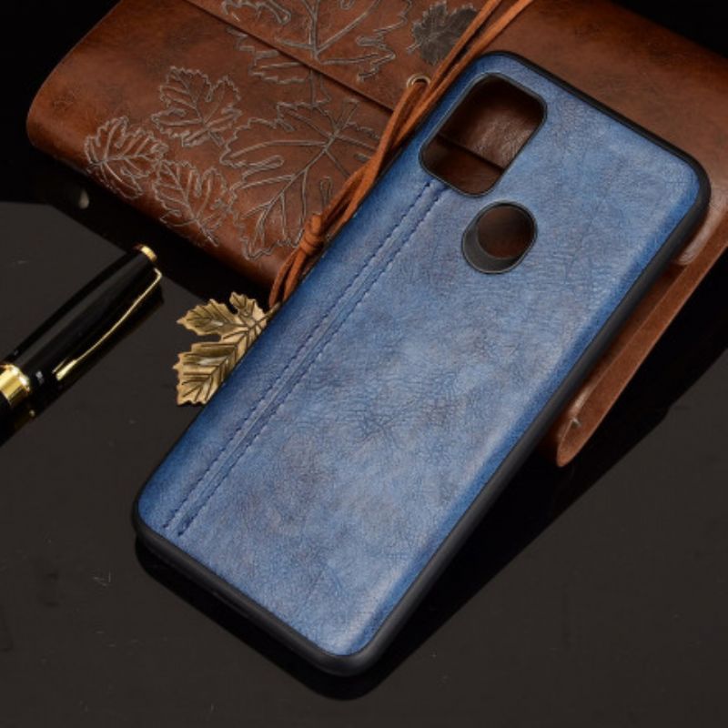 Coque Pour Moto G30 / G10 Effet Cuir Couture