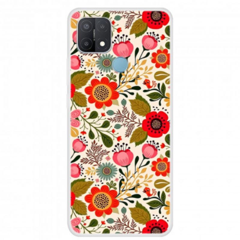 Coque Pour Oppo A15 Tapisserie Fleurie