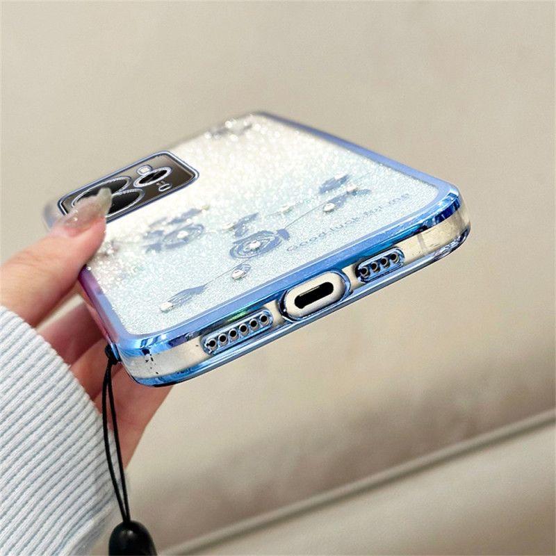 Coque Realme 14 5G / 14T 5G Fleurs et Strass à Lanière KADEM