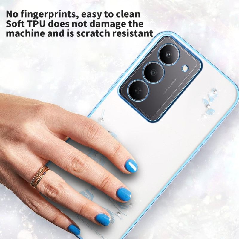 Coque Realme 14X 5G Décoration Florale et Strass KADEM