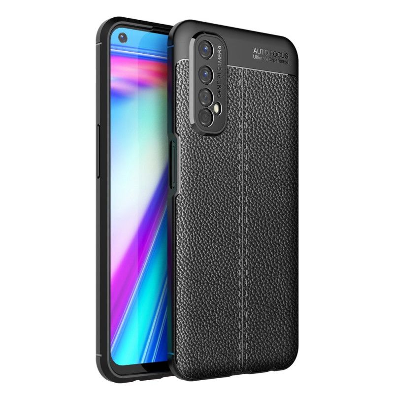 Coque Realme 7 Effet Cuir Litchi Double Line