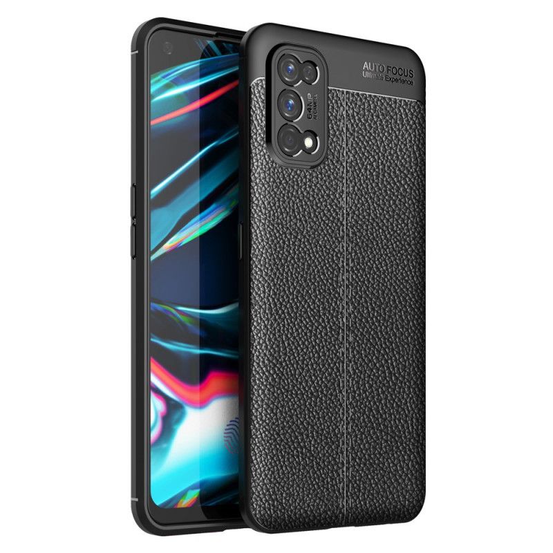 Coque Realme 7 Pro Effet Cuir Litchi Double Line