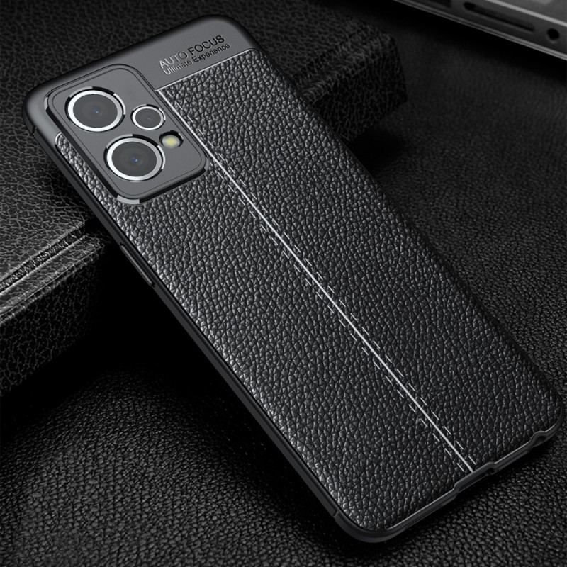 Coque Realme 9 Pro Plus Effet Cuir Litchi Double Line