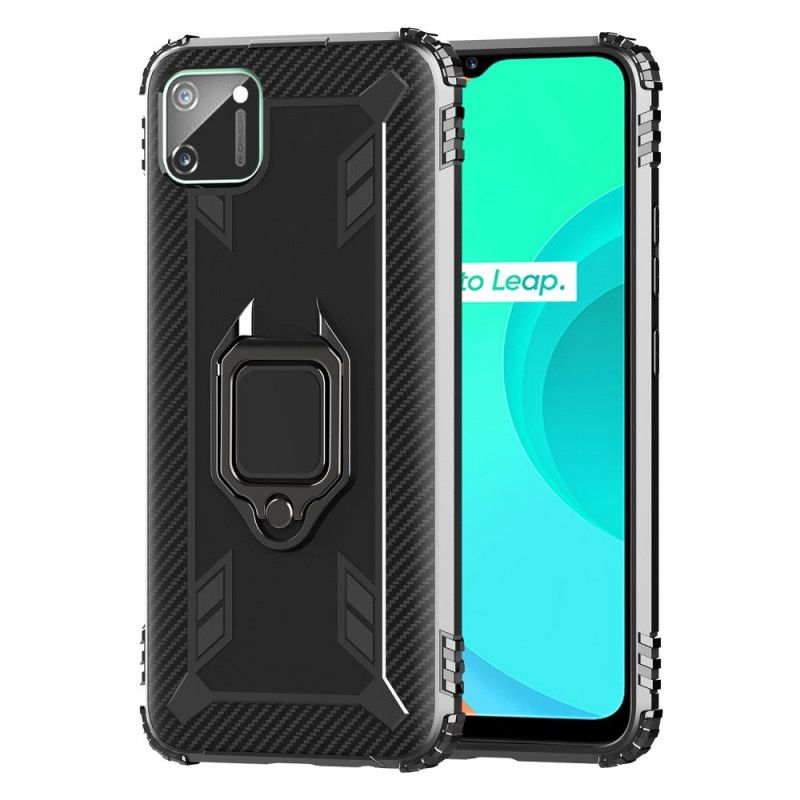 Coque Realme C11 Ring Et Fibre Carbone