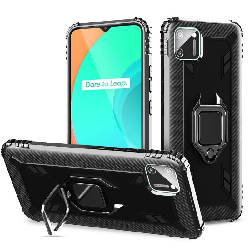 Coque Realme C11 Ring Et Fibre Carbone