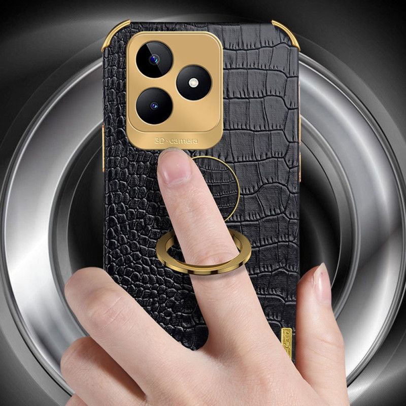 Coque Realme C53 / C51 Anneau-Support Texture Crocodile