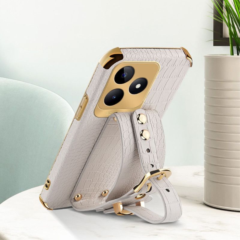 Coque Realme C53 / C51 Bracelet-Support Texture Crocodile