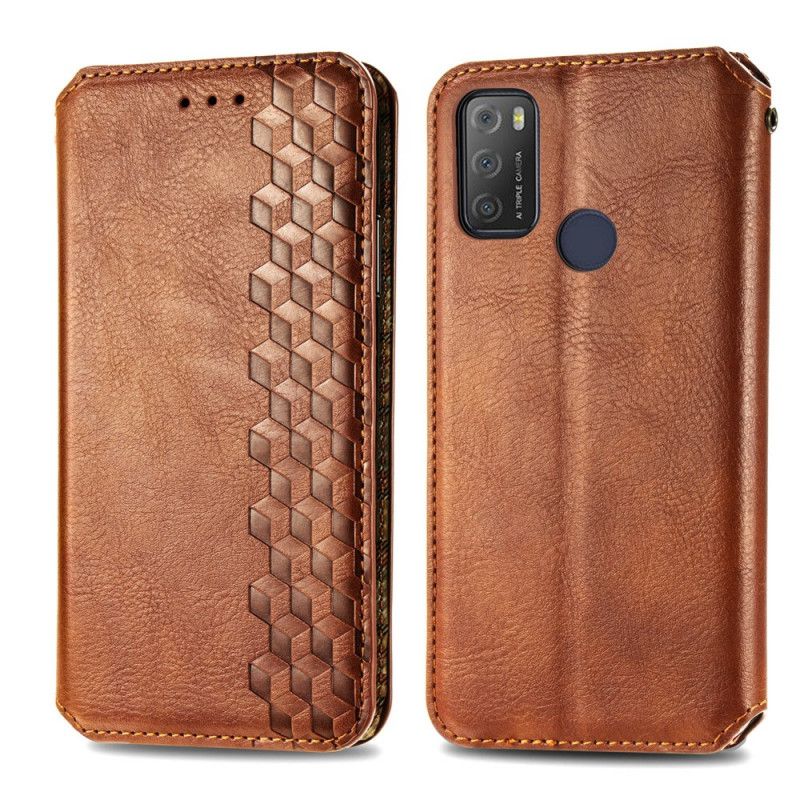 Flip Cover Alcatel 3L (2021) / 1S (2021) Effet Cuir Texture Diamant