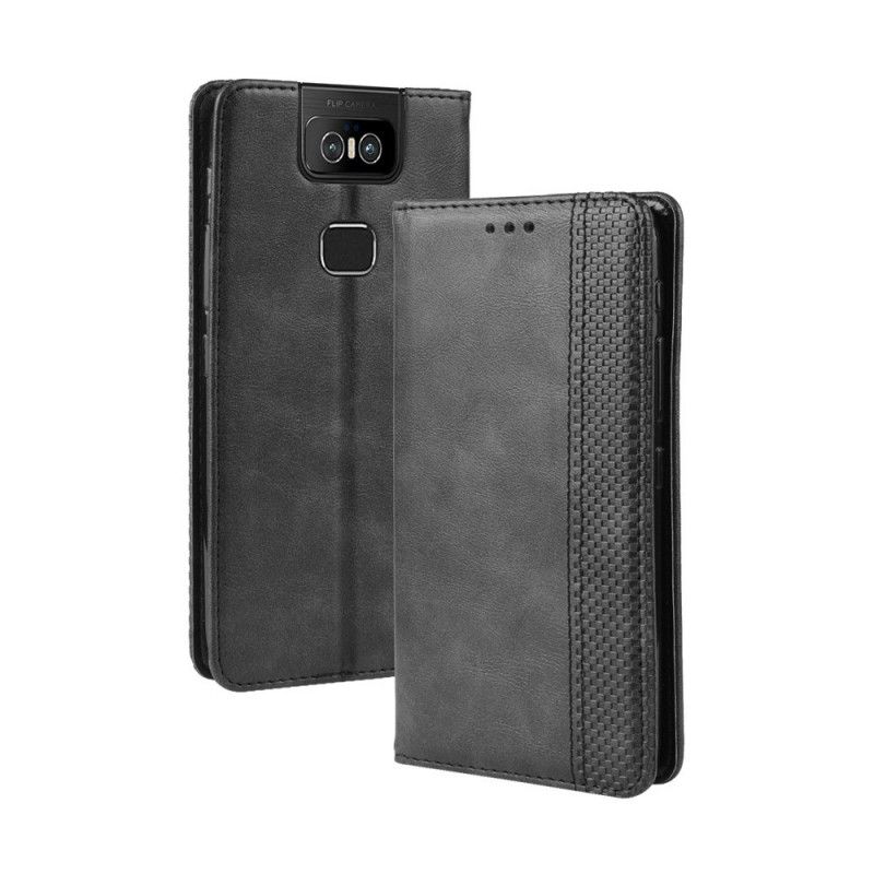 Flip Cover Asus Zenfone 6 Effet Cuir Vintage Stylisé