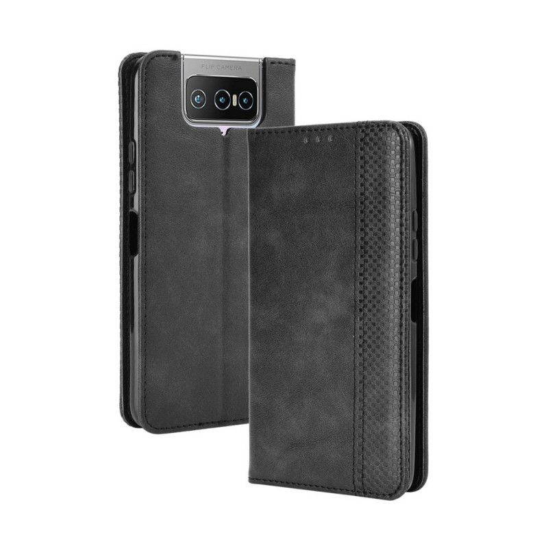 Flip Cover Asus Zenfone 7 / 7 Pro Effet Cuir Vintage Stylisé