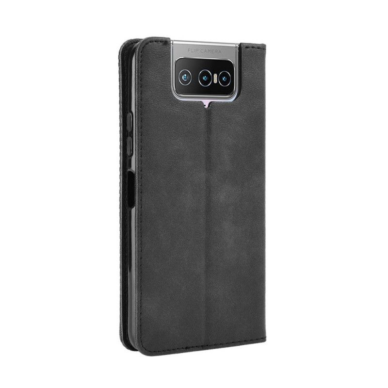 Flip Cover Asus Zenfone 7 / 7 Pro Effet Cuir Vintage Stylisé