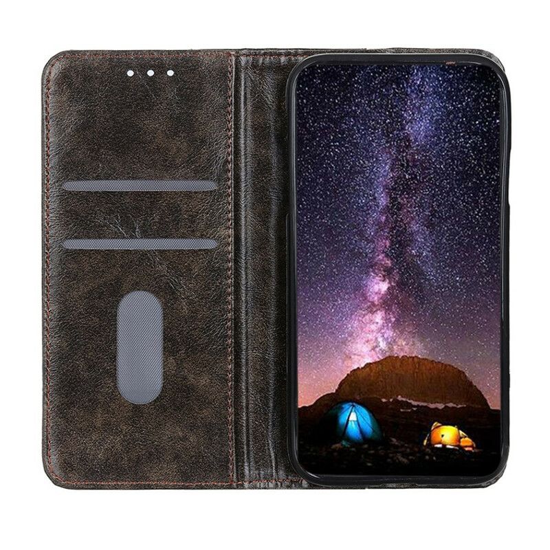 Flip Cover Asus Zenfone 8 Cuir Fendu Vintage Rivets