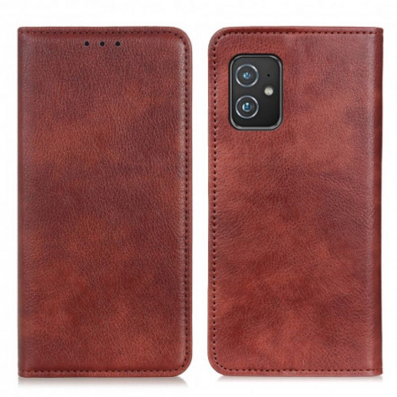 Flip Cover Asus Zenfone 8 Cuir Litchi Fendu Simple