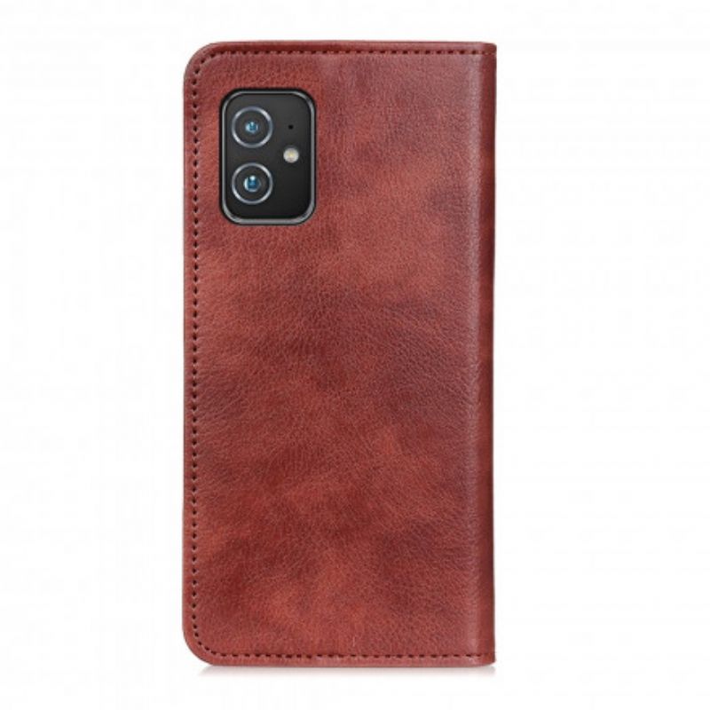 Flip Cover Asus Zenfone 8 Cuir Litchi Fendu Simple