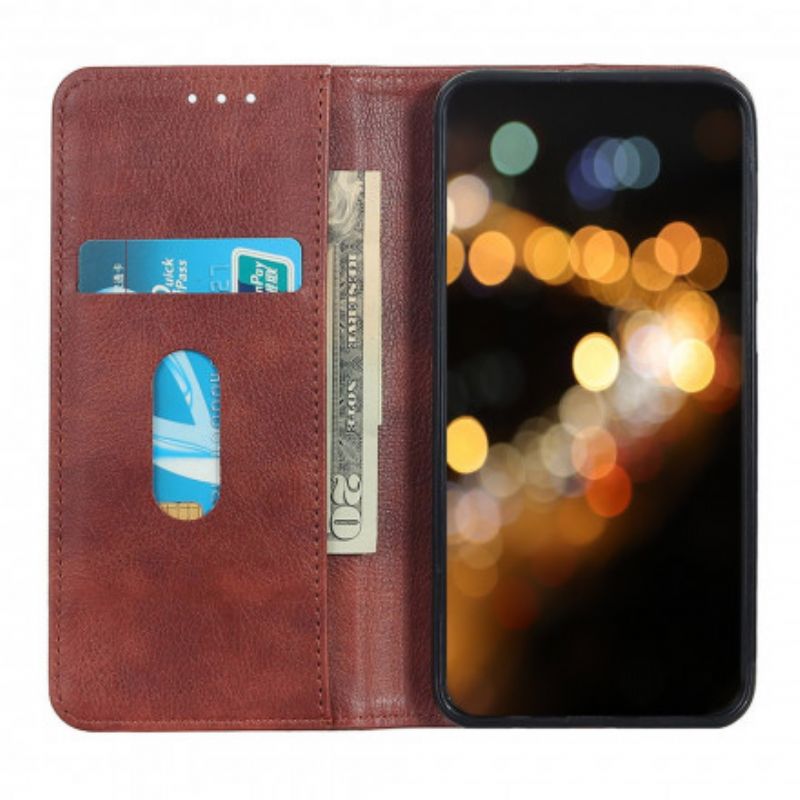 Flip Cover Asus Zenfone 8 Cuir Litchi Fendu Simple