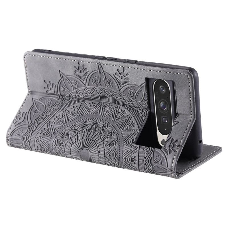 Flip Cover Google Pixel 10 Pro XL Effet Daim Mandala