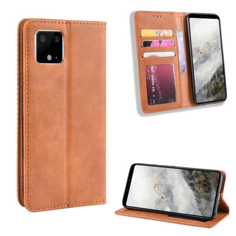 Flip Cover Google Pixel 4 Xl Effet Cuir Vintage Stylisé