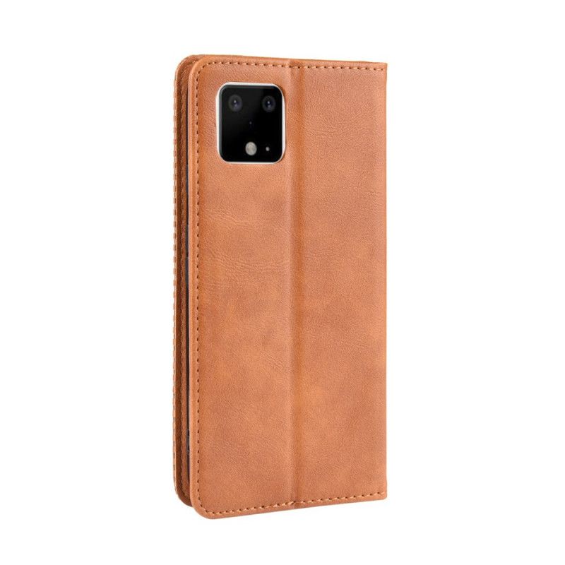 Flip Cover Google Pixel 4 Xl Effet Cuir Vintage Stylisé