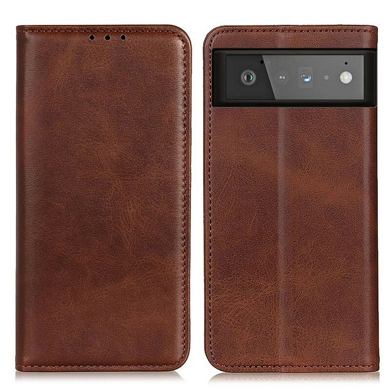 Flip Cover Google Pixel 6 Cuir Fendu Mat