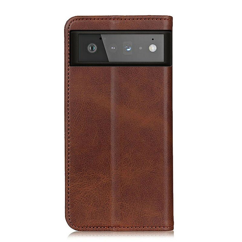 Flip Cover Google Pixel 6 Cuir Fendu Mat