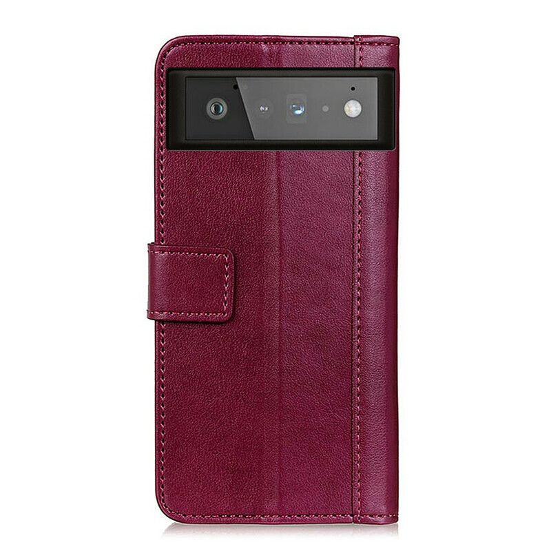 Flip Cover Google Pixel 6 Cuir Litchi Fendu Classique